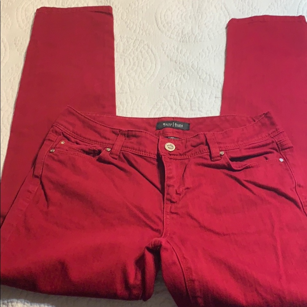 WHBM Red burgundy jeans. 2S - Picture 2 of 8